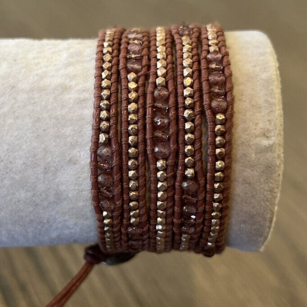 New Authentic Chan Luu Strawberry Quartz Mix Five Wrap Bracelet